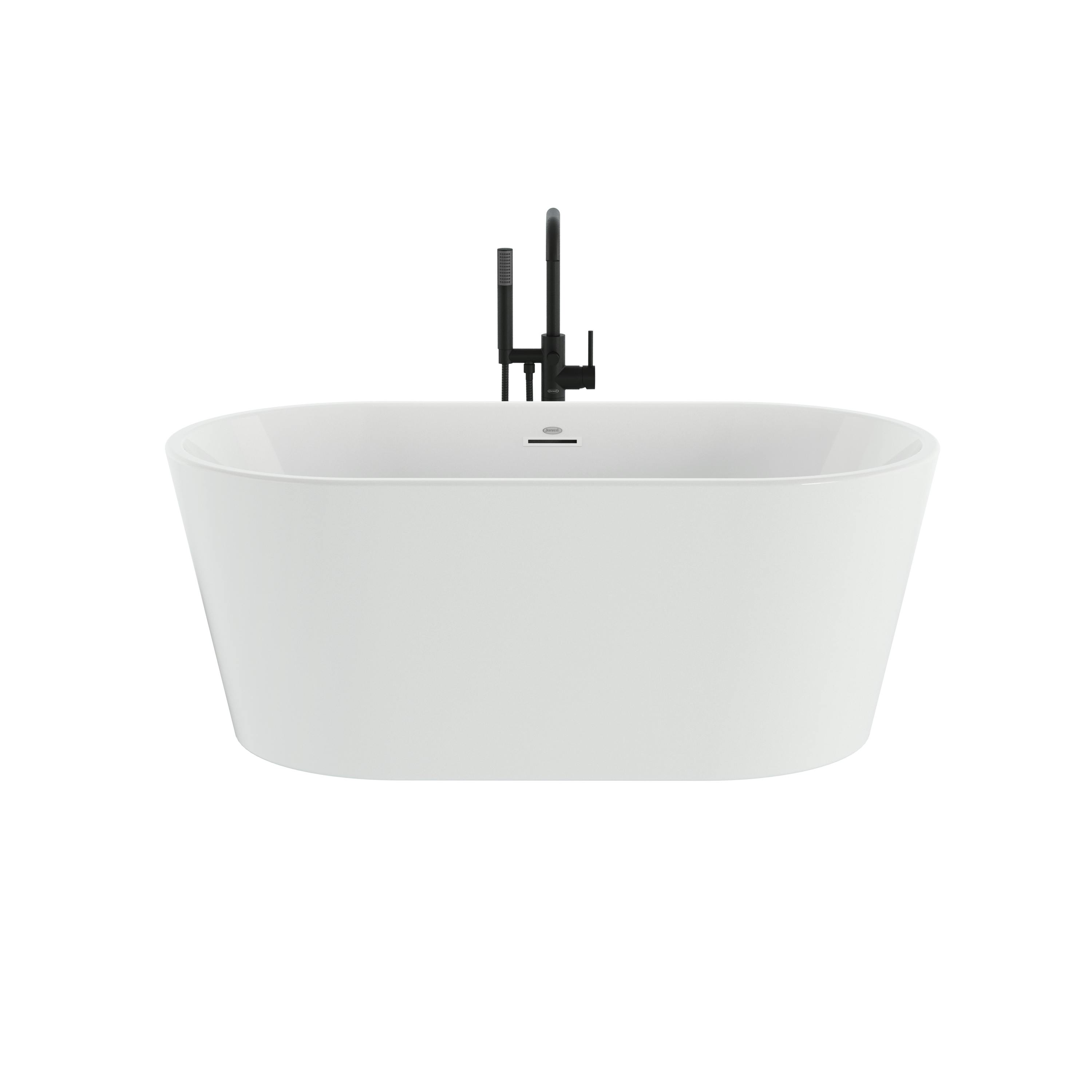 Celeste™ 5932 Freestanding Bath Chrome/White with PT62817 Contento™ Tub Filler Matte Black