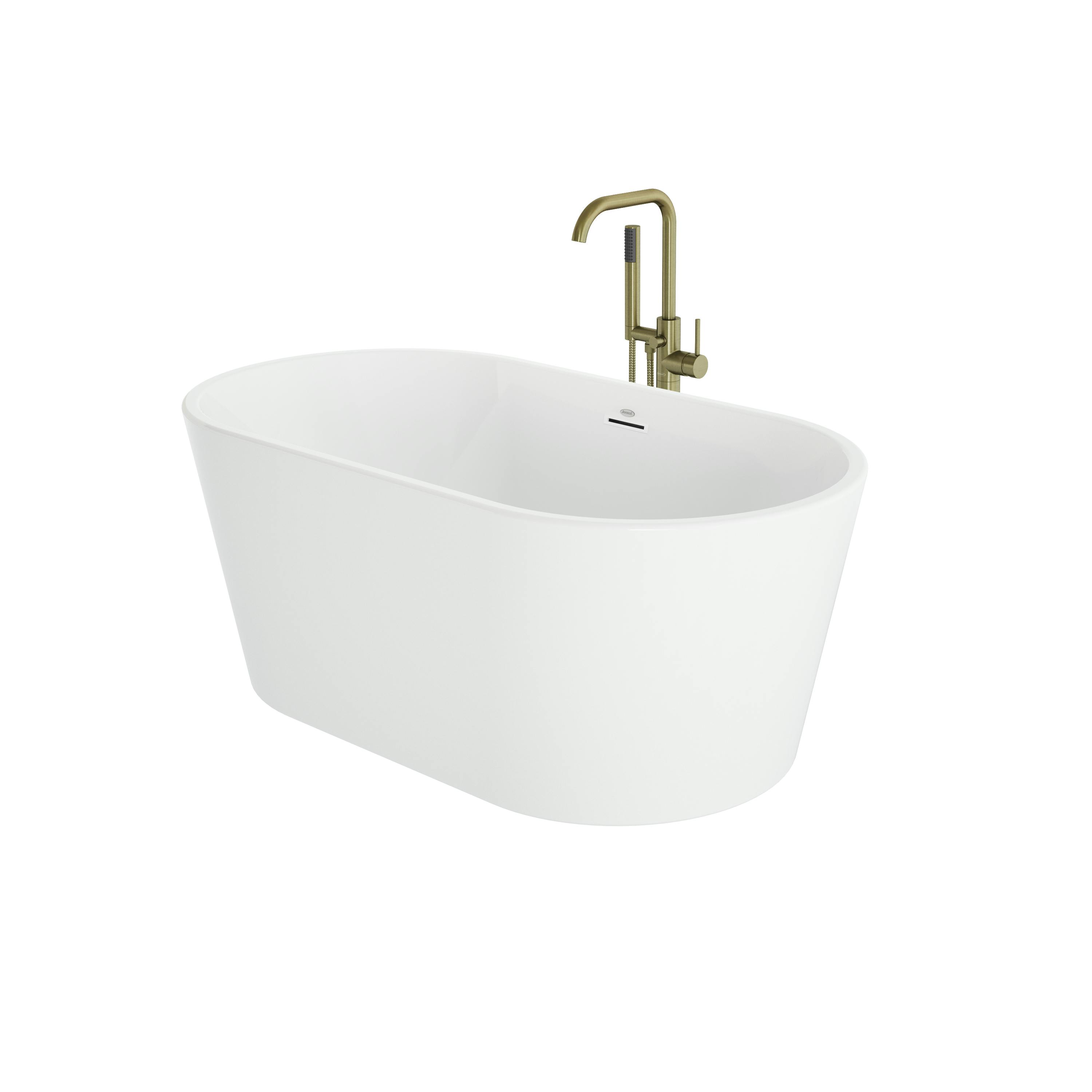 Celeste™ 5932 Freestanding Bath Chrome/White with PT62818 Contento™ Tub Filler Brushed Bronze