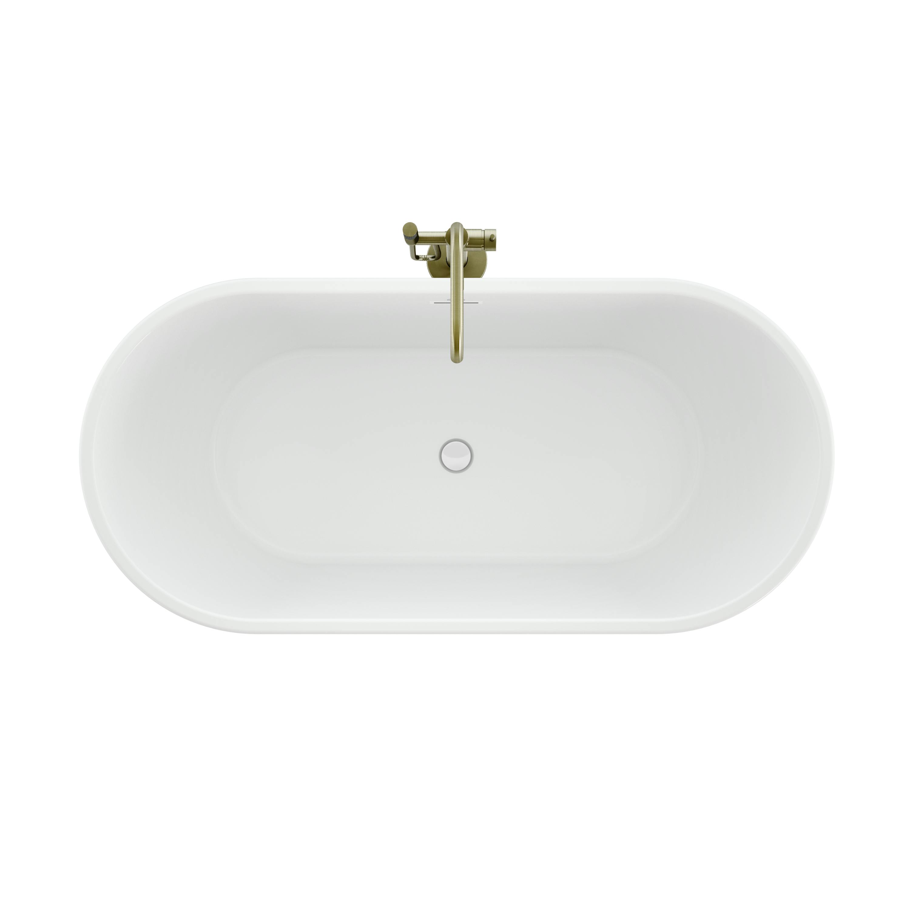 Celeste™ 6732 Freestanding Bath Chrome/White with PT62818 Contento™ Tub Filler Brushed Bronze