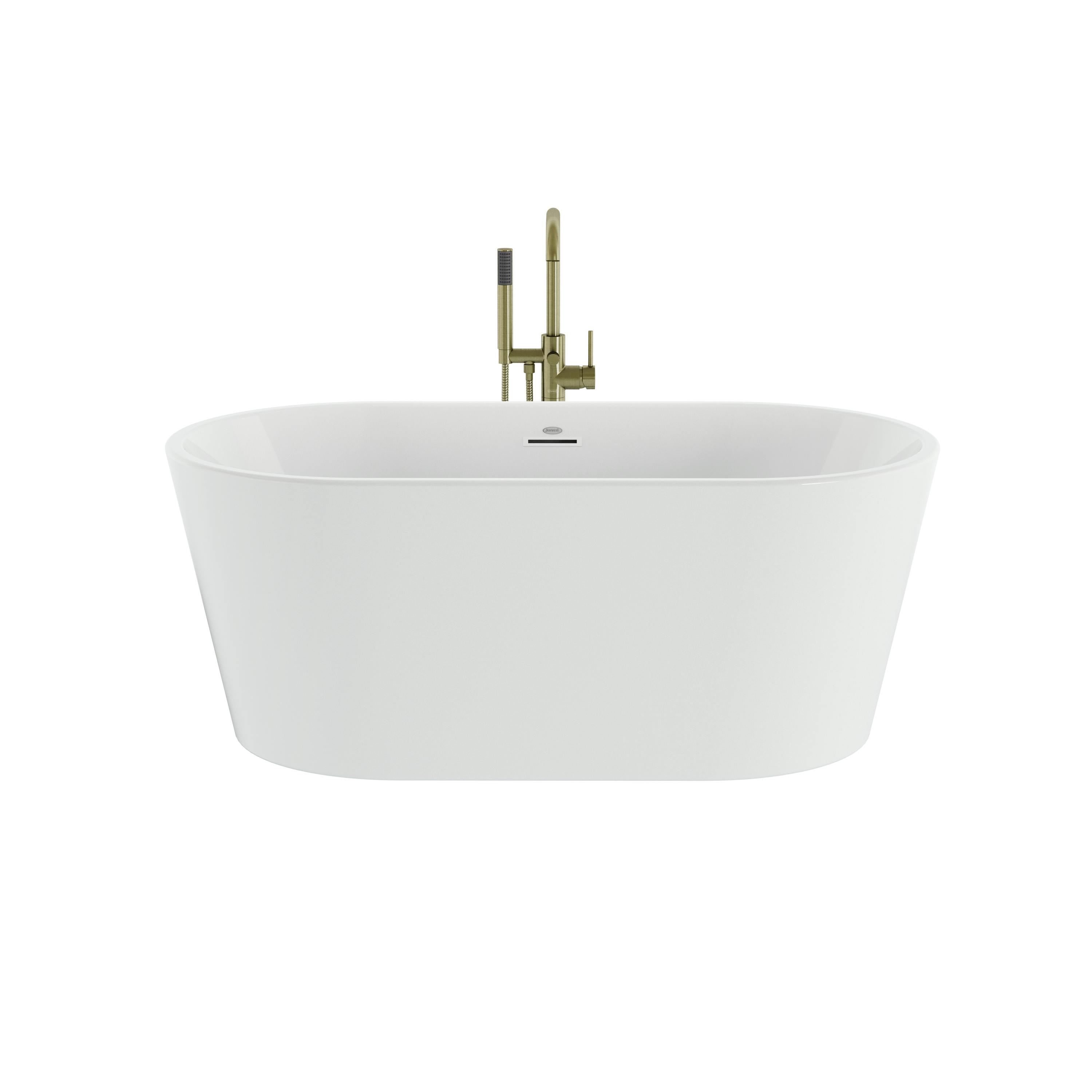 Celeste™ 5932 Freestanding Bath Chrome/White with PT62818 Contento™ Tub Filler Brushed Bronze