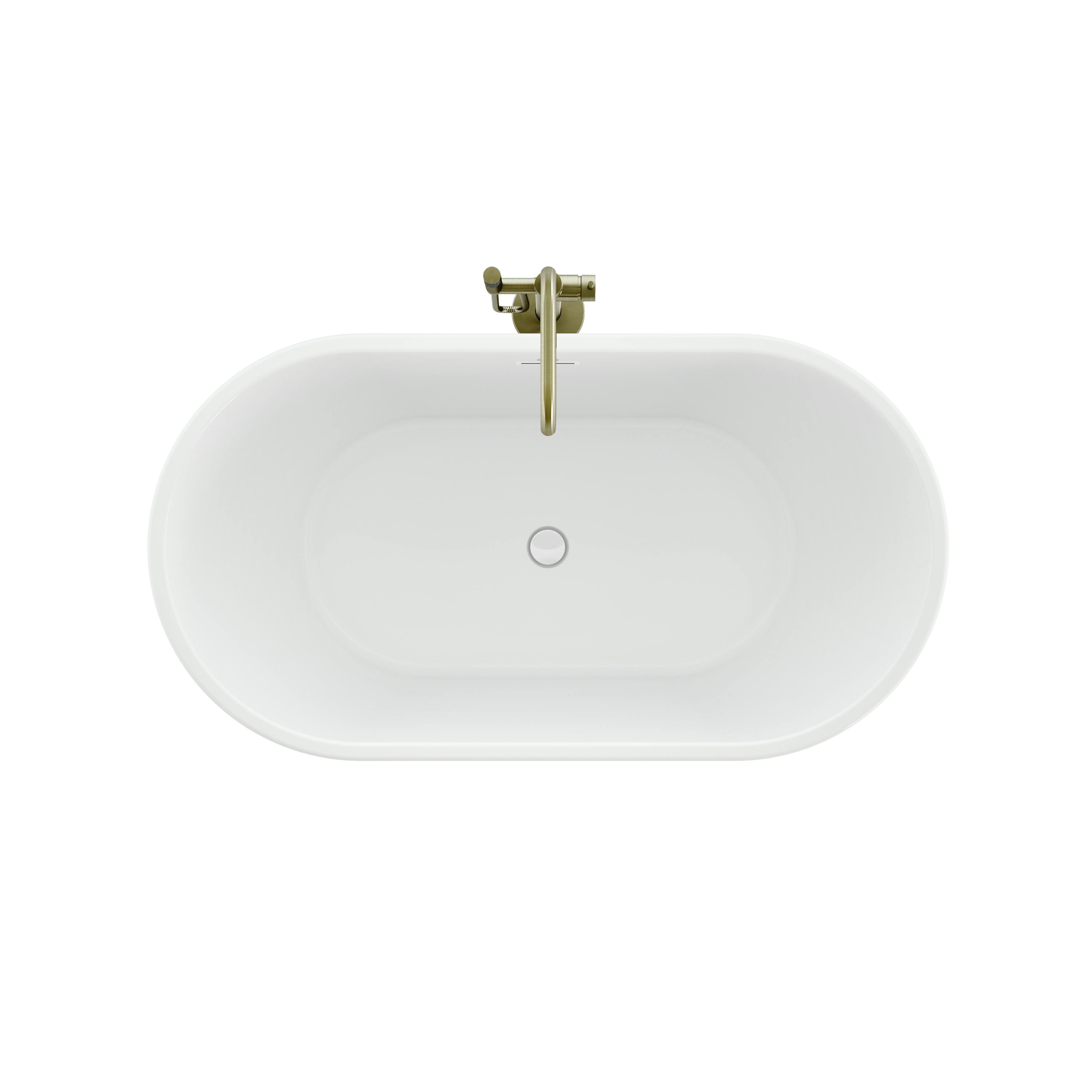 Celeste™ 5932 Freestanding Bath Chrome/White with PT62818 Contento™ Tub Filler Brushed Bronze