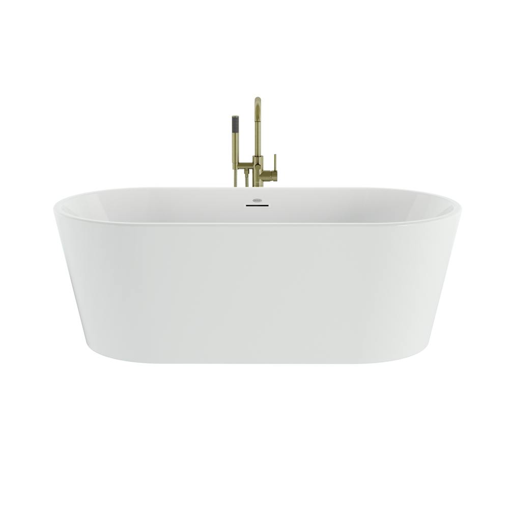 Celeste™ 6732 Freestanding Bath Chrome/White with PT62818 Contento™ Tub Filler Brushed Bronze