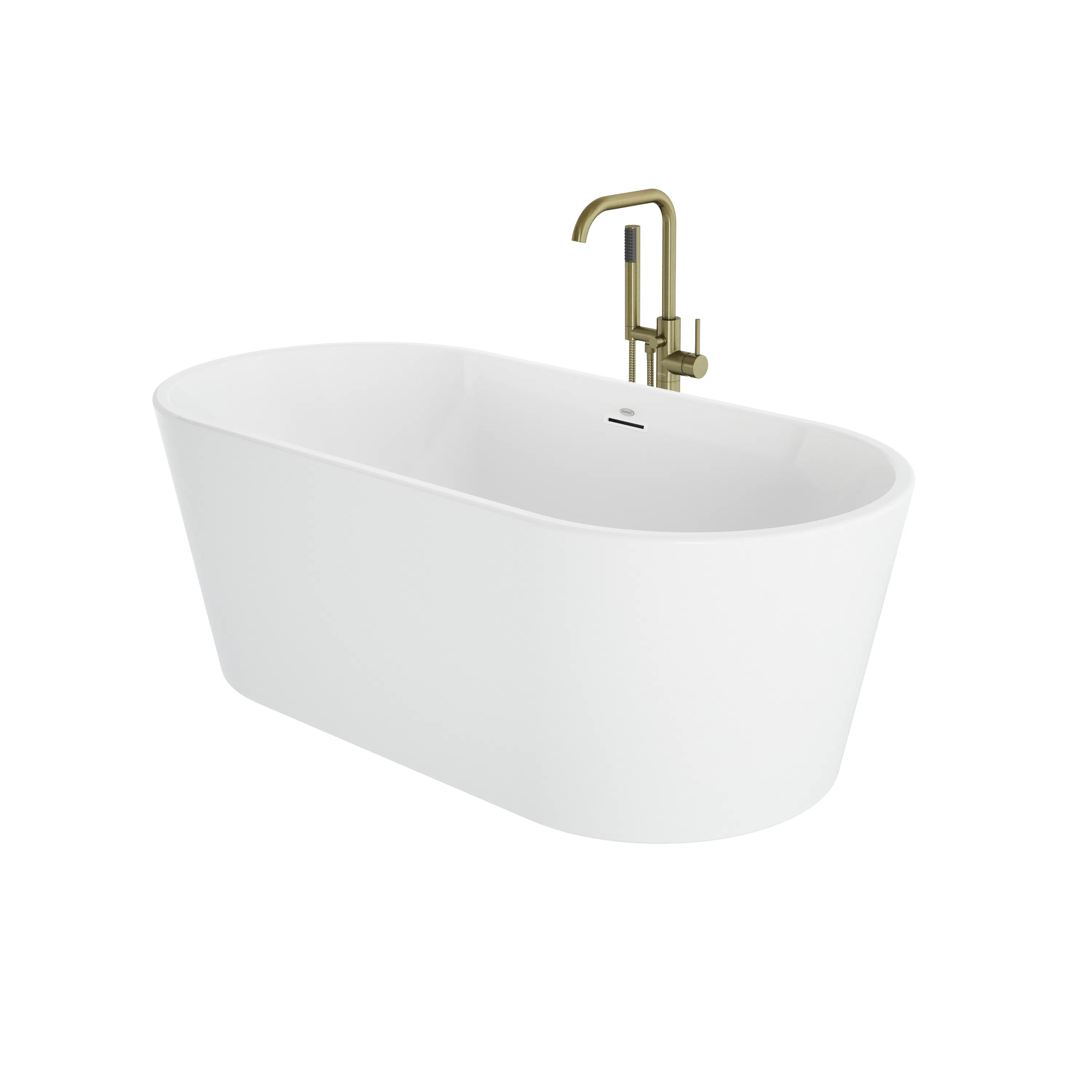 Celeste™ 6732 Freestanding Bath Chrome/White with PT62818 Contento™ Tub Filler Brushed Bronze
