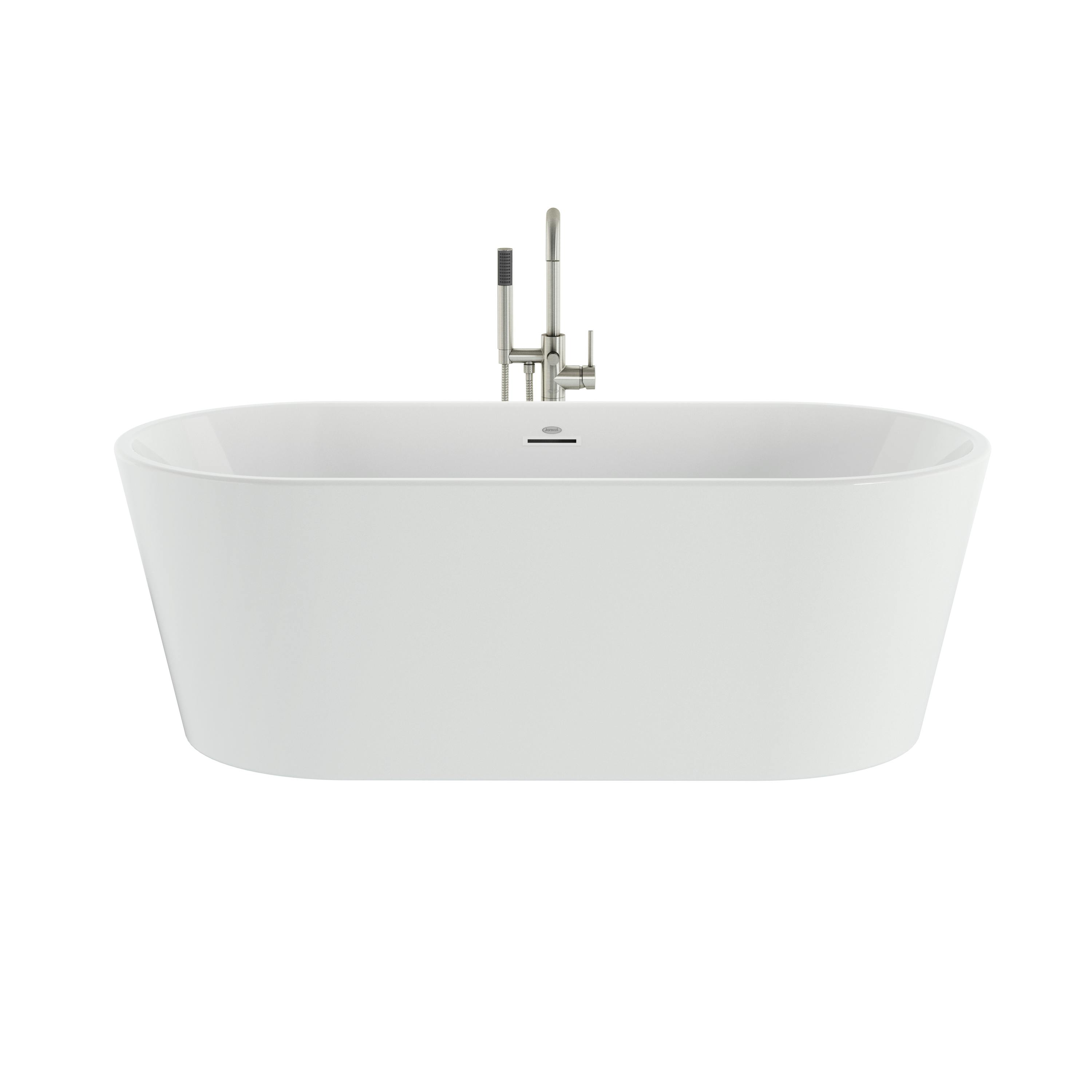 Celeste™ 6732 Freestanding Bath Chrome/White with PT62826 Contento™ Tub Filler Brushed Nickel