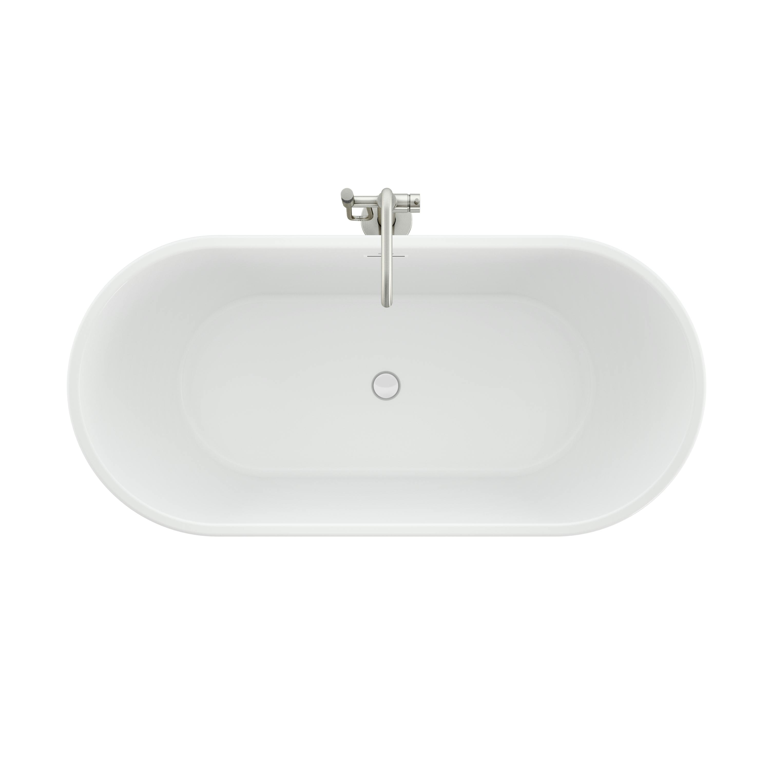 Celeste™ 6732 Freestanding Bath Chrome/White with PT62826 Contento™ Tub Filler Brushed Nickel