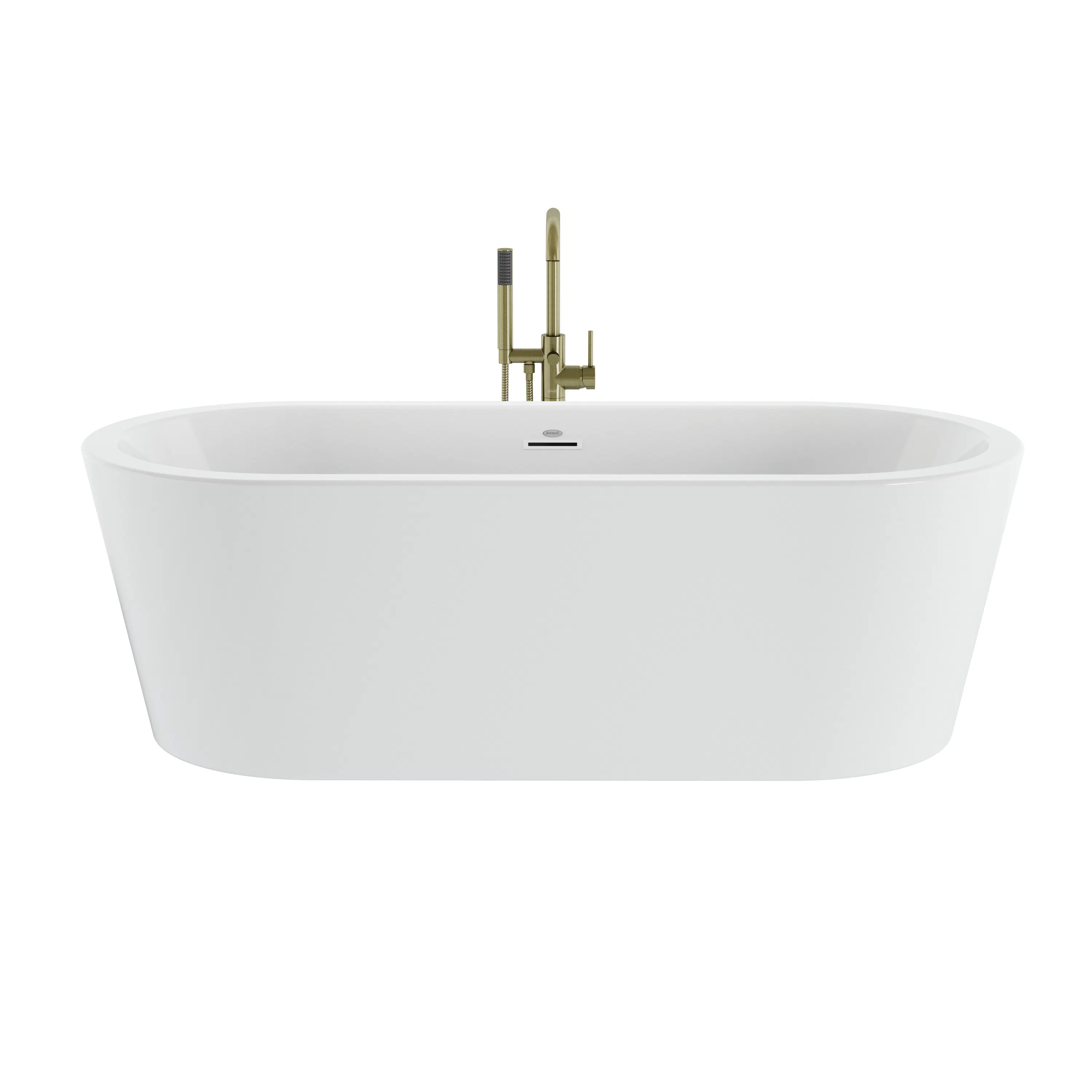 Celeste™ 7032 Freestanding Bath Chrome/White with PT62818 Contento™ Tub Filler Brushed Bronze