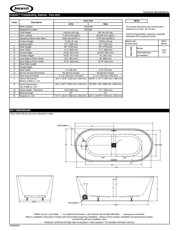 Celeste™ 6732 Freestanding Pure Air Bath