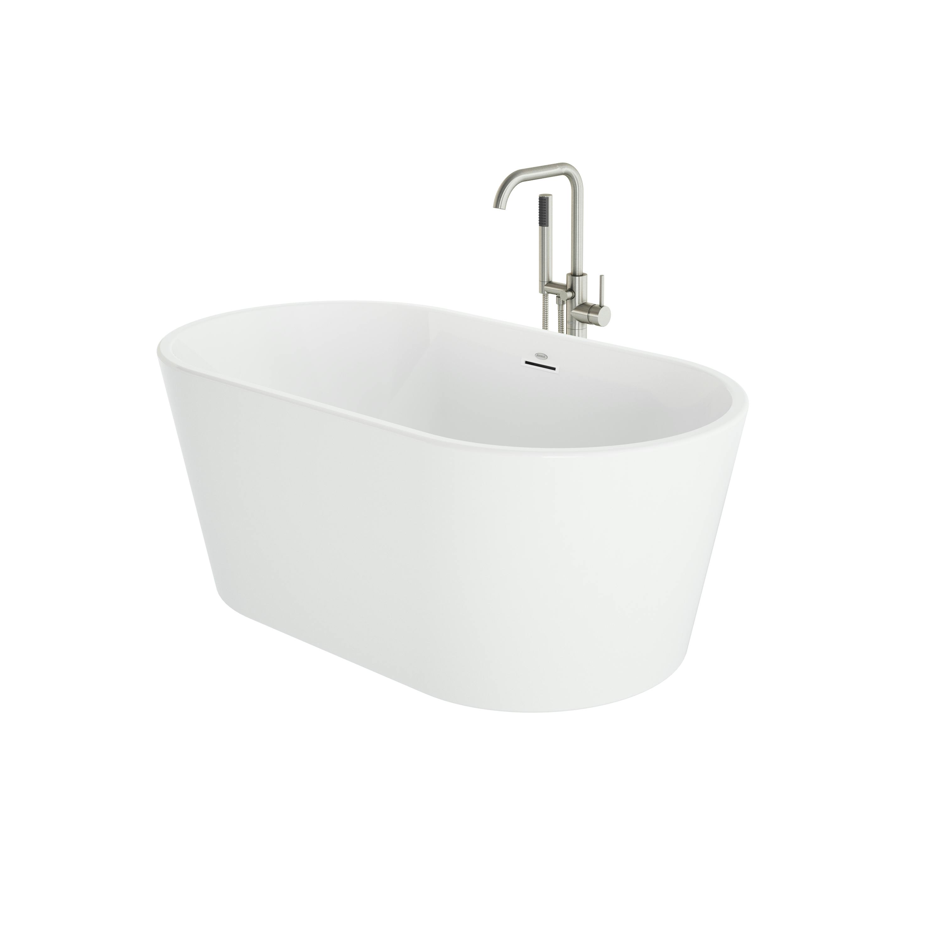 Celeste™ 5932 Freestanding Bath Chrome/White with PT62826 Contento™ Tub Filler Brushed Nickel