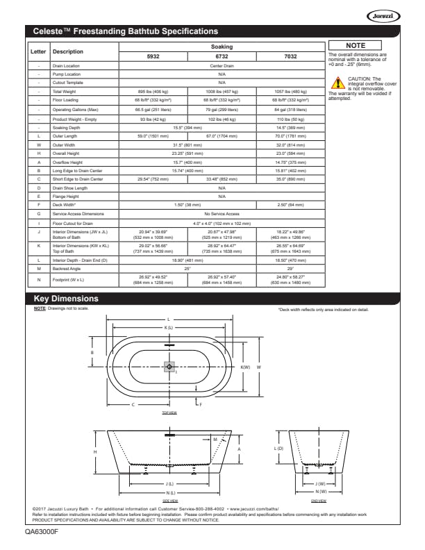 Celeste™ 6732 Freestanding Bath Jacuzzi®