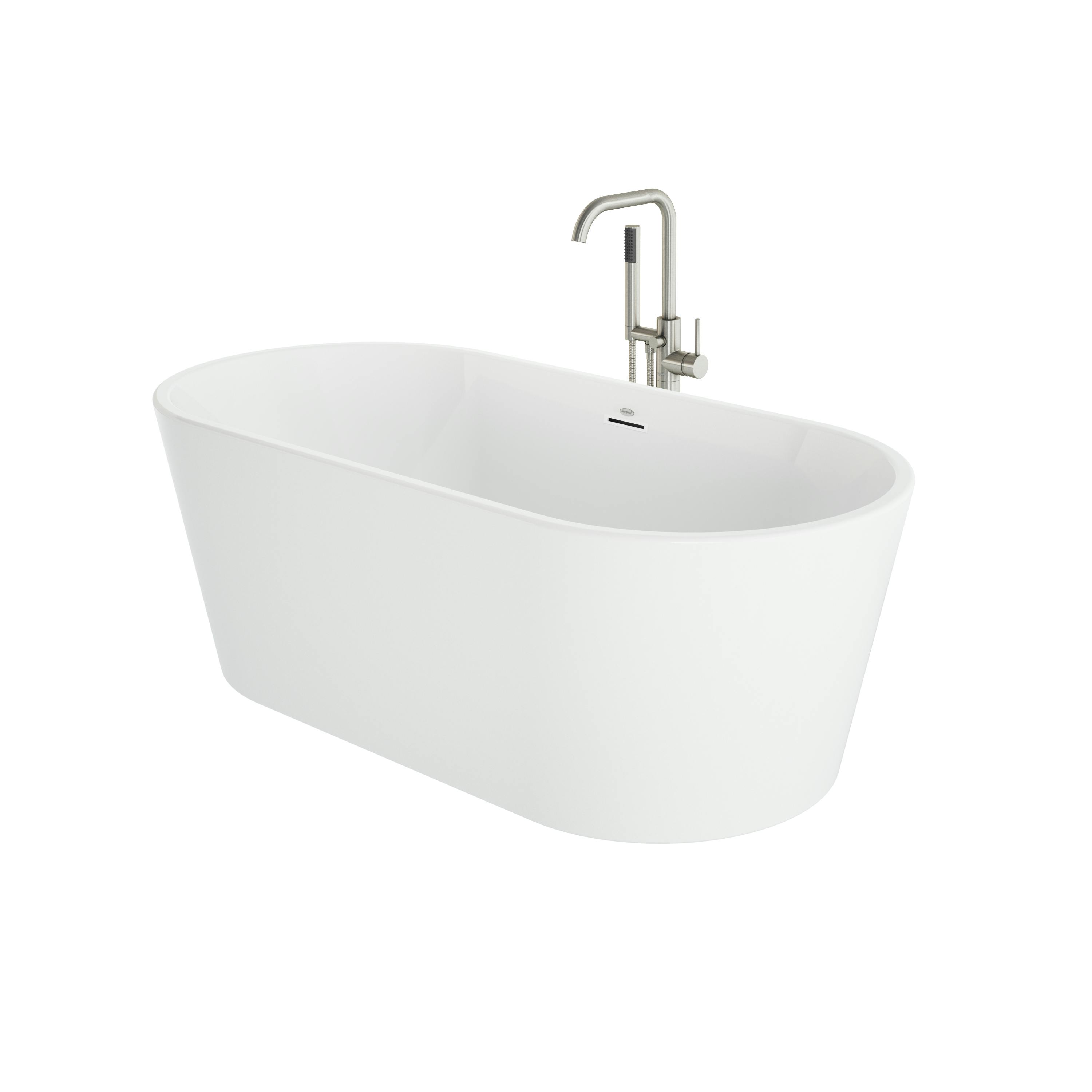 Celeste™ 6732 Freestanding Bath Chrome/White with PT62826 Contento™ Tub Filler Brushed Nickel