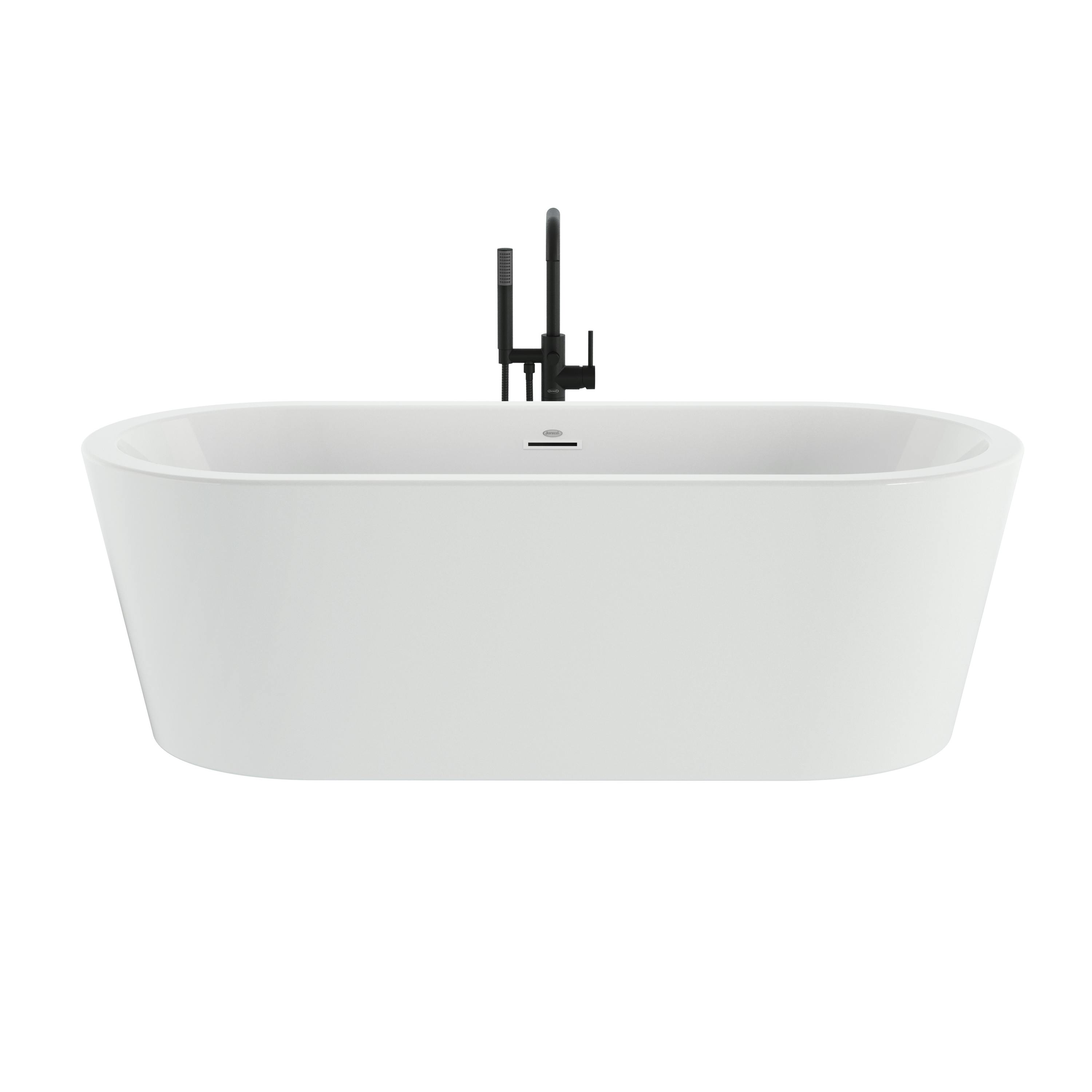 Celeste™ 7032 Freestanding Bath Chrome/White with PT62817 Contento™ Tub Filler Matte Black