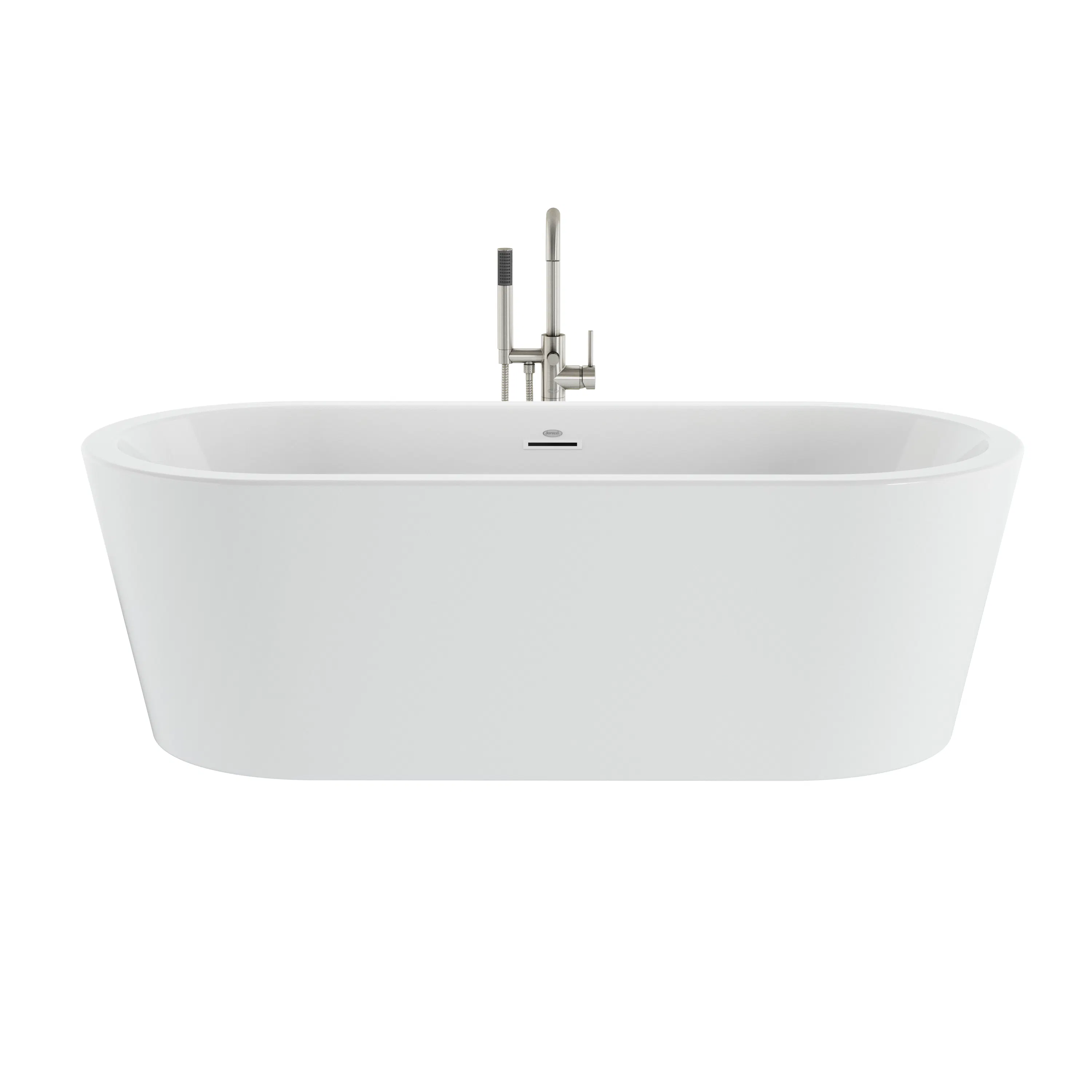Celeste™ 7032 Freestanding Bath Chrome/White with PT62826 Contento™ Tub Filler Brushed Nickel