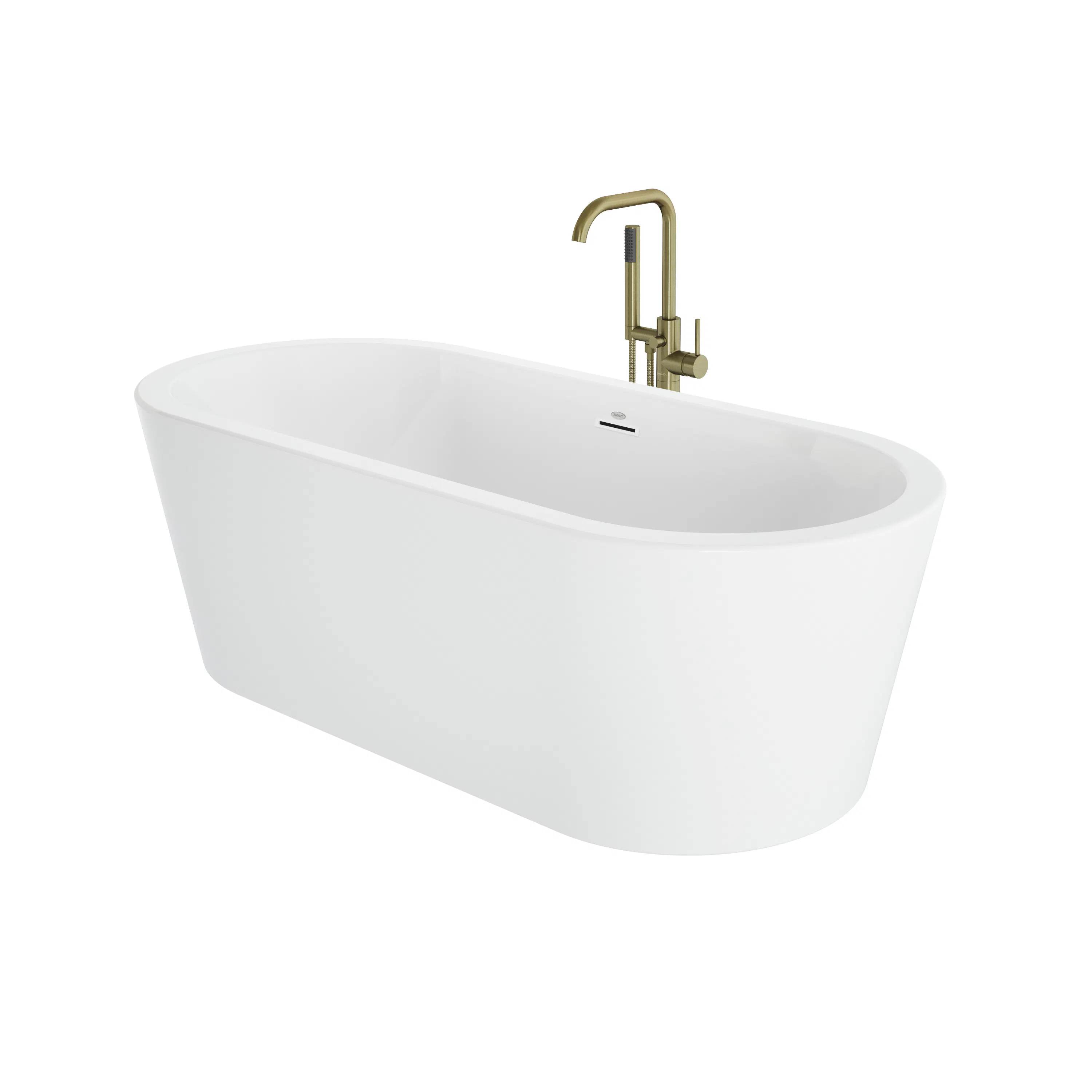 Celeste™ 7032 Freestanding Bath Chrome/White with PT62818 Contento™ Tub Filler Brushed Bronze